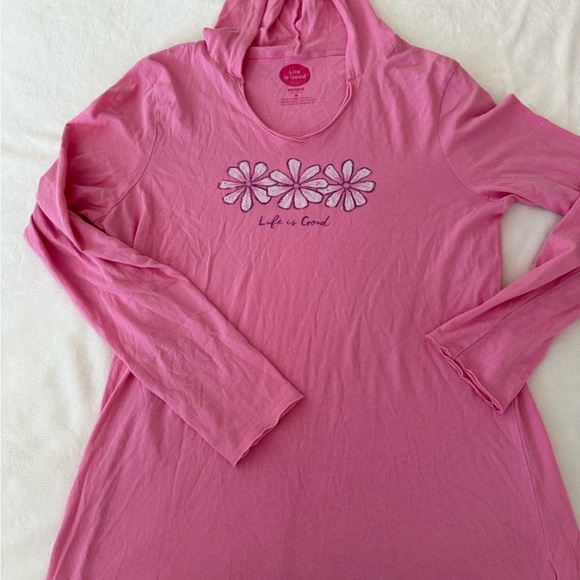 Life Is Good Tops - Life Is Good Hooded Pullover Pink Sz M Long Sleeved E73